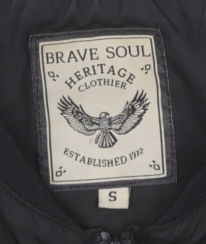 Mens UK Size S Brave Soul Black Bomber Jacket