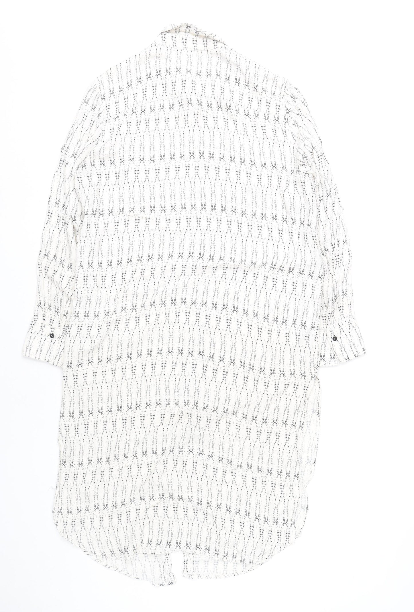 Mango Women’s White Geometric Shirt Dress XS Long Sleeve Viscose