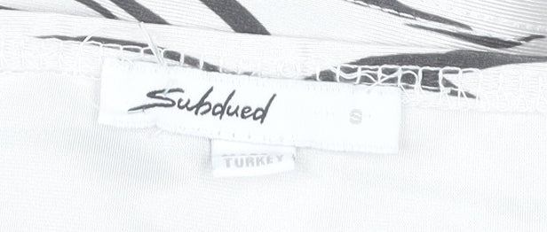 Subdued Women’s White Zebra Print Halter Cropped Tank Top Size S