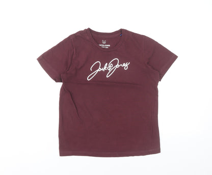 Jack & Jones Boys Red Logo Graphic T-Shirt Age 10 Years Cotton Crew Neck