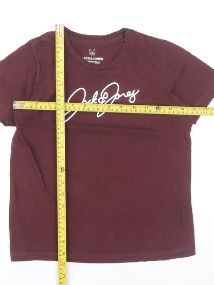 Jack & Jones Boys Red Logo Graphic T-Shirt Age 10 Years Cotton Crew Neck