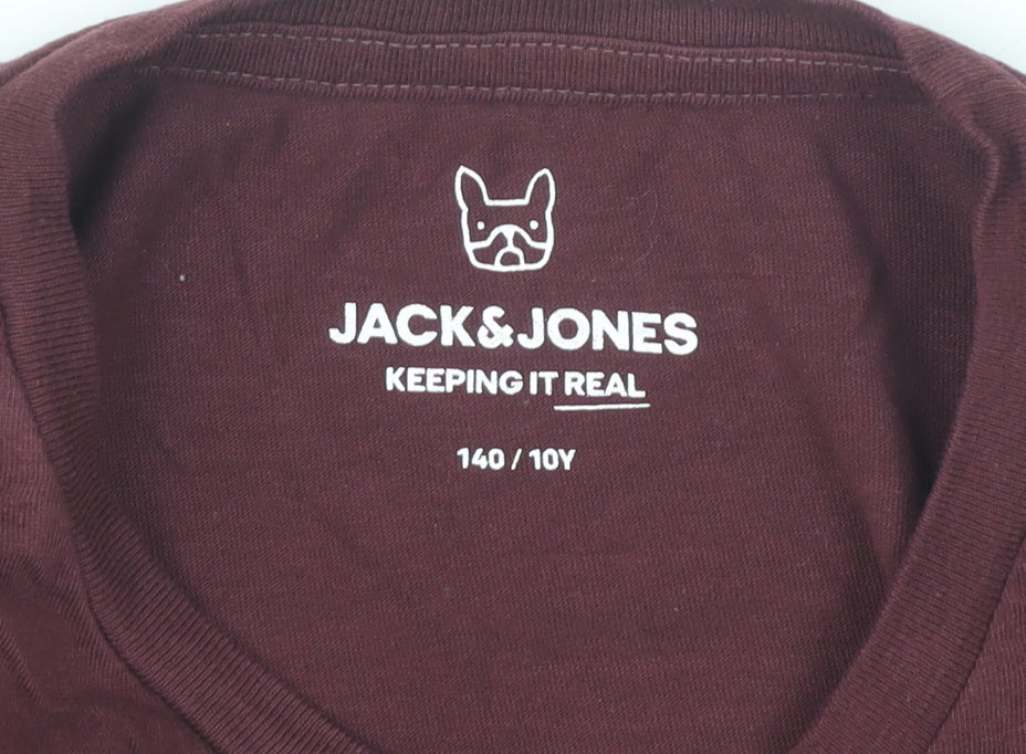 Jack & Jones Boys Red Logo Graphic T-Shirt Age 10 Years Cotton Crew Neck