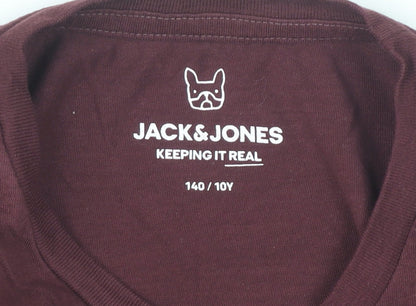 Jack & Jones Boys Red Logo Graphic T-Shirt Age 10 Years Cotton Crew Neck