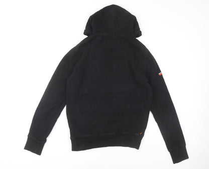 Superdry Men’s Black Pullover Hoodie S Graphic Logo Vintage Style