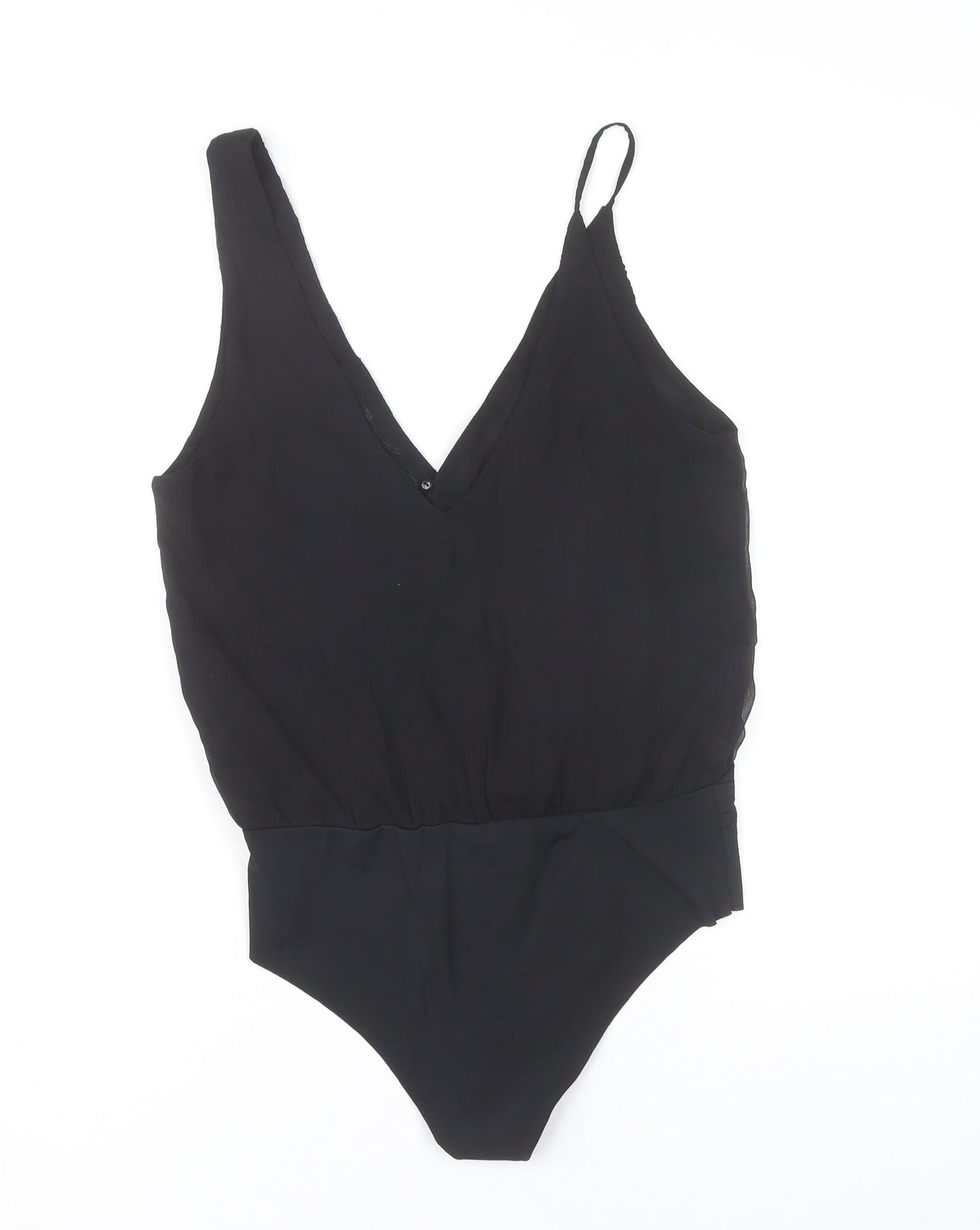 Zara Women’s Black Embroidered Bodysuit Size S V-Neck Sleeveless