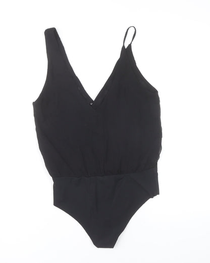 Zara Women’s Black Embroidered Bodysuit Size S V-Neck Sleeveless