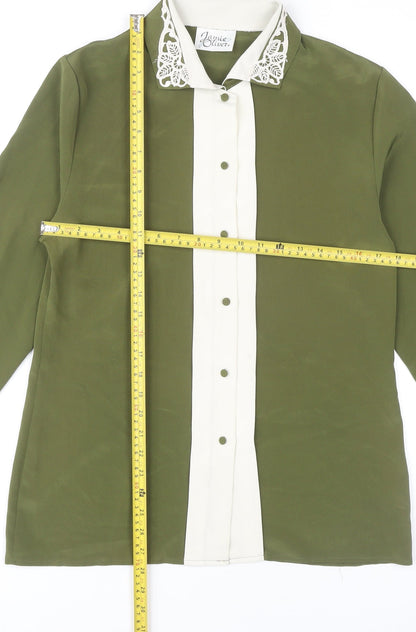 Jamie Oliver Womens Green Button-Up Shirt Size 10 Collared Long Sleeve