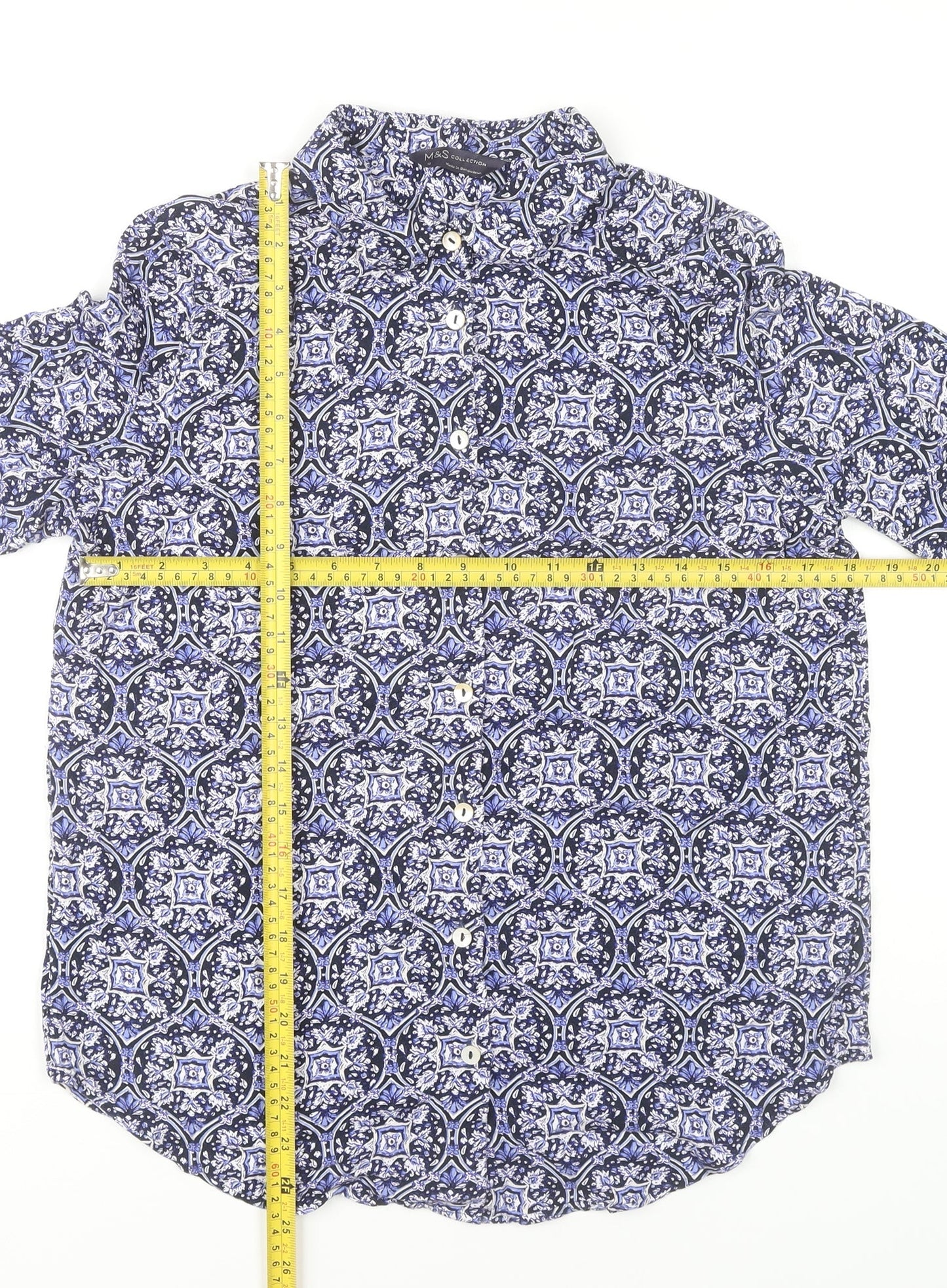 Womens UK Size 10 Marks and Spencer Blue Classic Button-Up