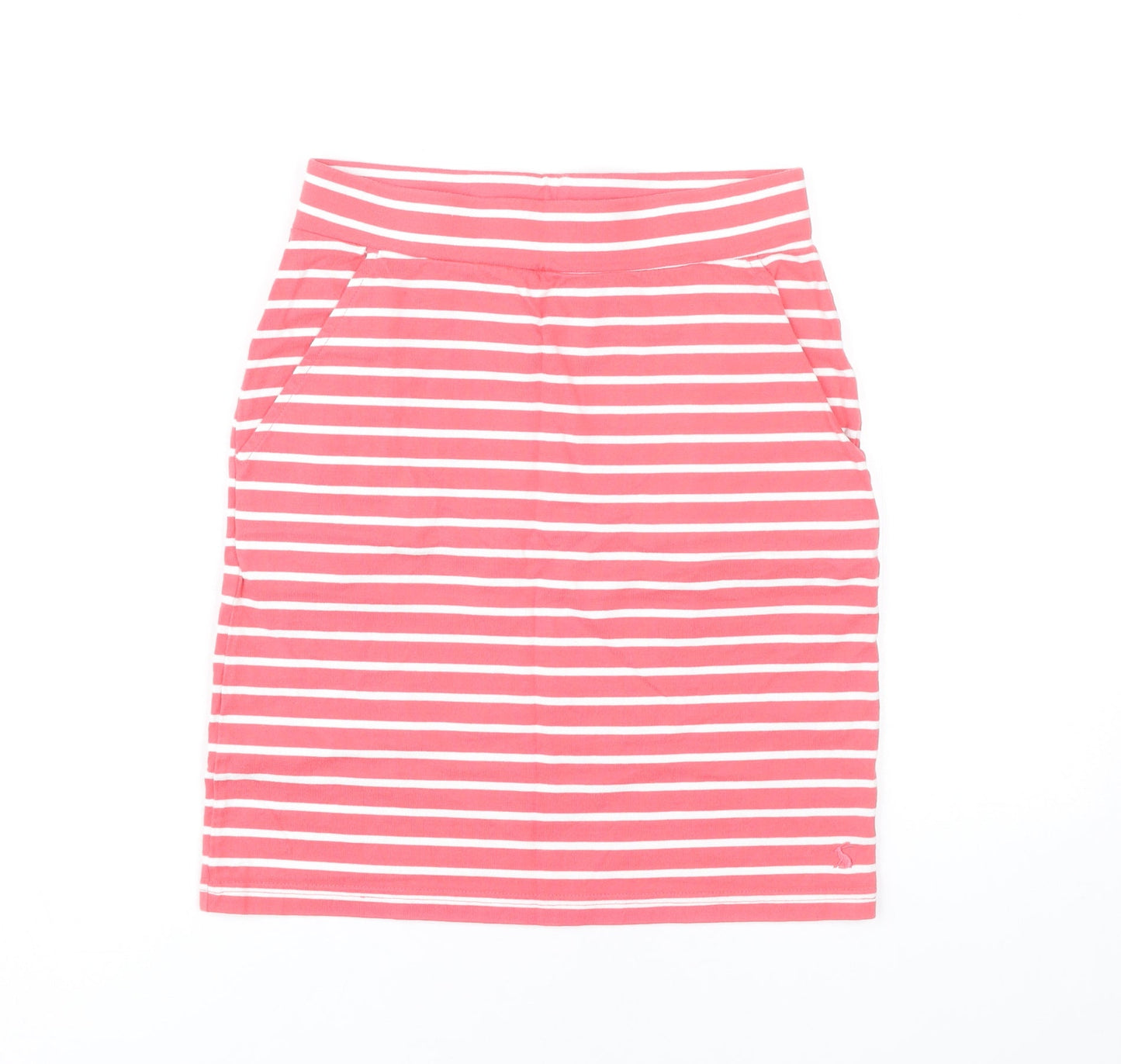 Joules Women’s Pink Striped Cotton Pencil Skirt UK 8 Casual