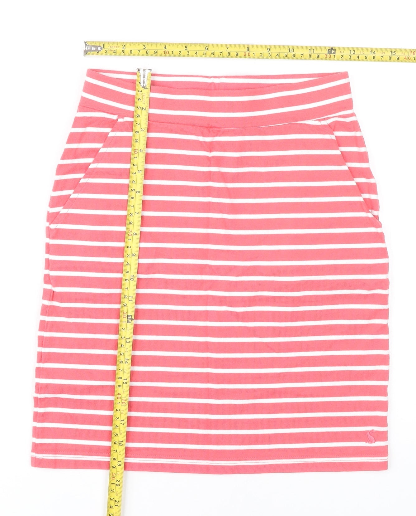 Joules Women’s Pink Striped Cotton Pencil Skirt UK 8 Casual