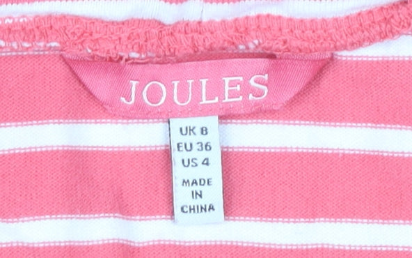Joules Women’s Pink Striped Cotton Pencil Skirt UK 8 Casual
