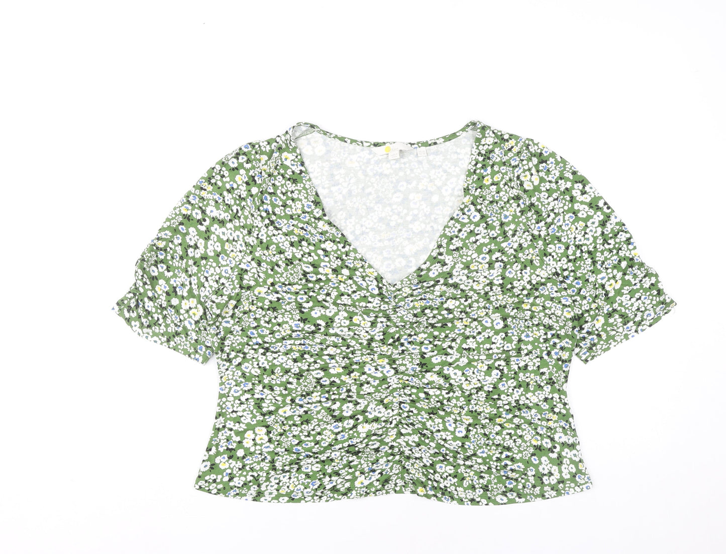 Boden Womens Green Floral Viscose Tunic Blouse Top UK 18 Short Sleeve
