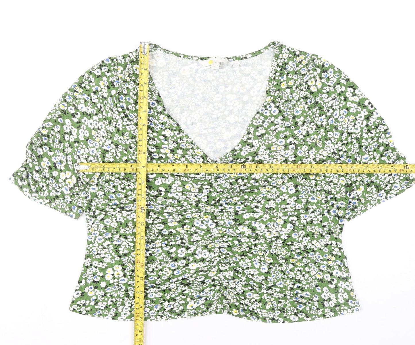 Boden Womens Green Floral Viscose Tunic Blouse Top UK 18 Short Sleeve