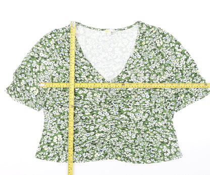 Boden Womens Green Floral Viscose Tunic Blouse Top UK 18 Short Sleeve