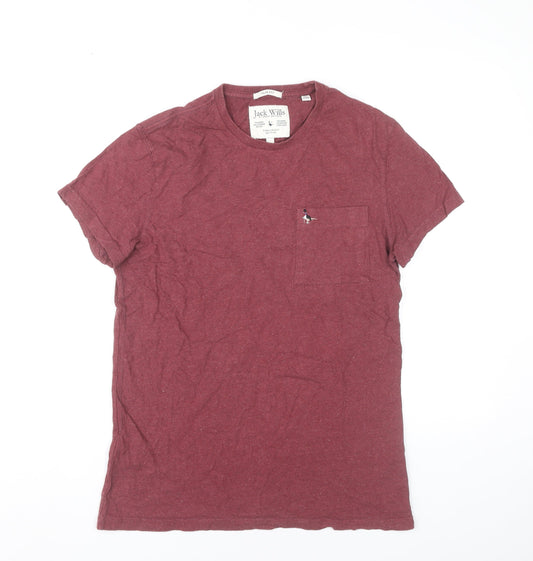 Jack Wills Men’s Red Slim Fit Crew Neck Cotton T-Shirt Size M