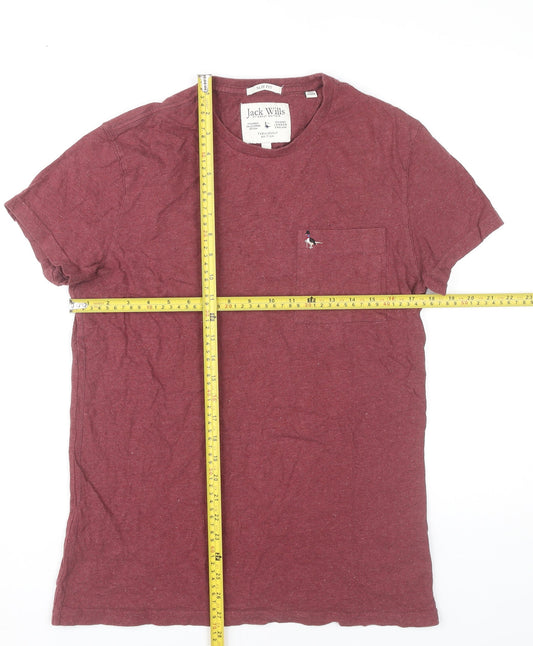 Jack Wills Men’s Red Slim Fit Crew Neck Cotton T-Shirt Size M