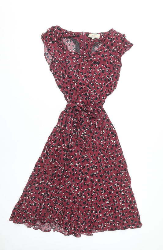 Dorothy Perkins Women’s Red Floral A-Line Knee Length Dress Size 12
