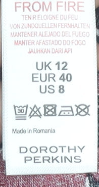 Dorothy Perkins Women’s Red Floral A-Line Knee Length Dress Size 12