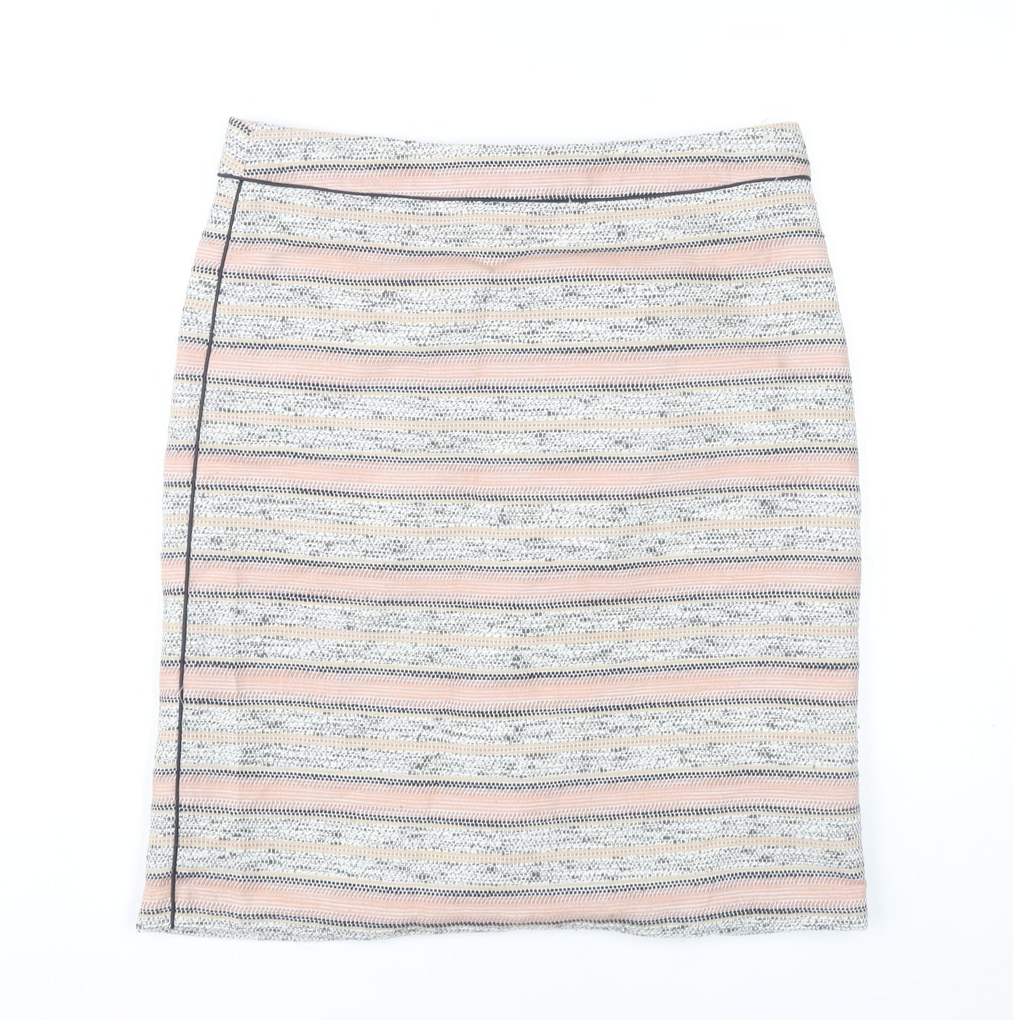 Marks and Spencer Womens Pink Stripe Pencil Skirt UK 14 Knee Length