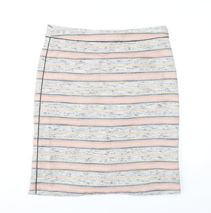 Marks and Spencer Womens Pink Stripe Pencil Skirt UK 14 Knee Length