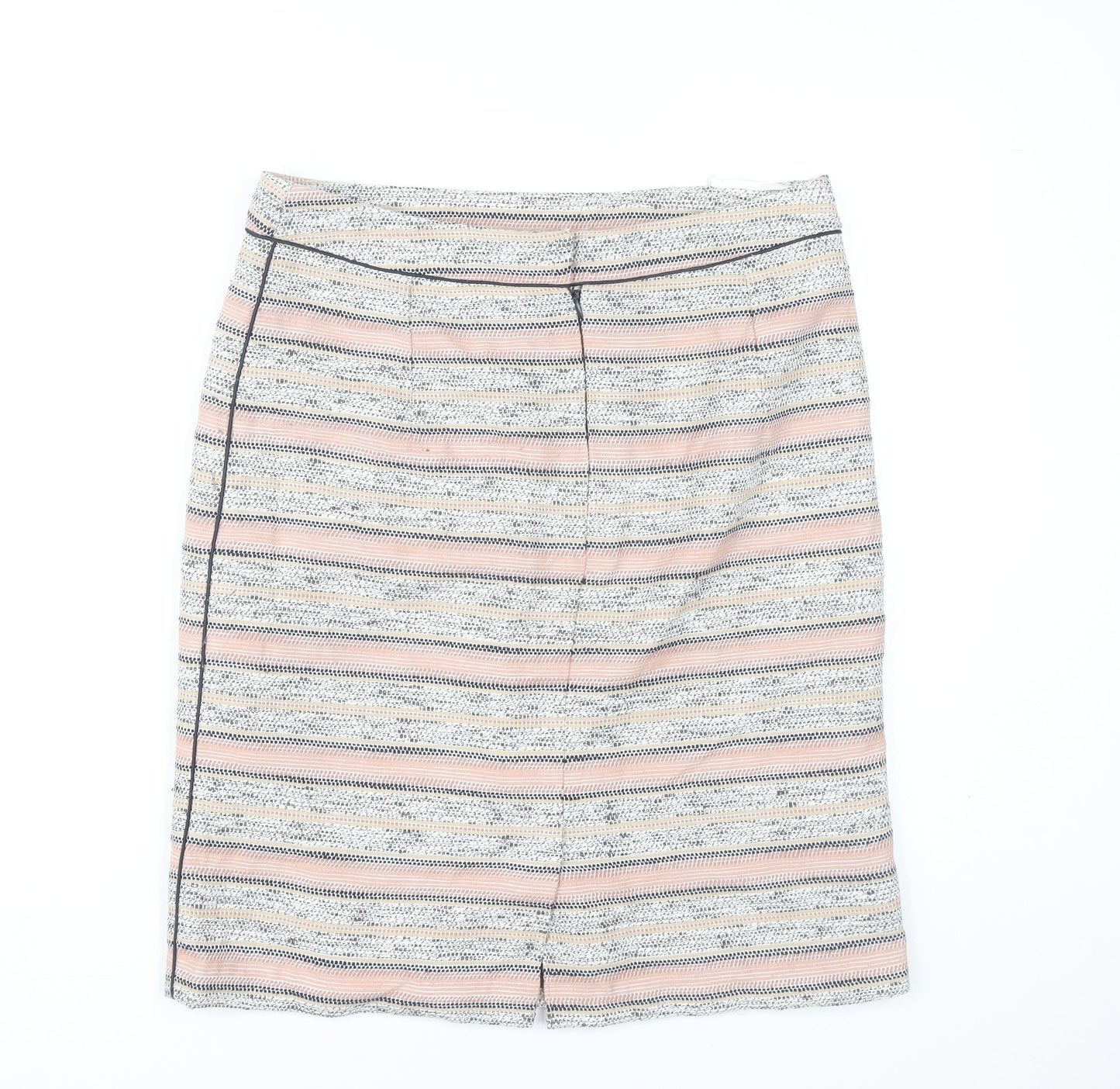 Marks and Spencer Womens Pink Stripe Pencil Skirt UK 14 Knee Length