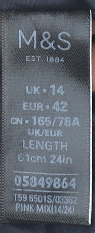 Marks and Spencer Womens Pink Stripe Pencil Skirt UK 14 Knee Length