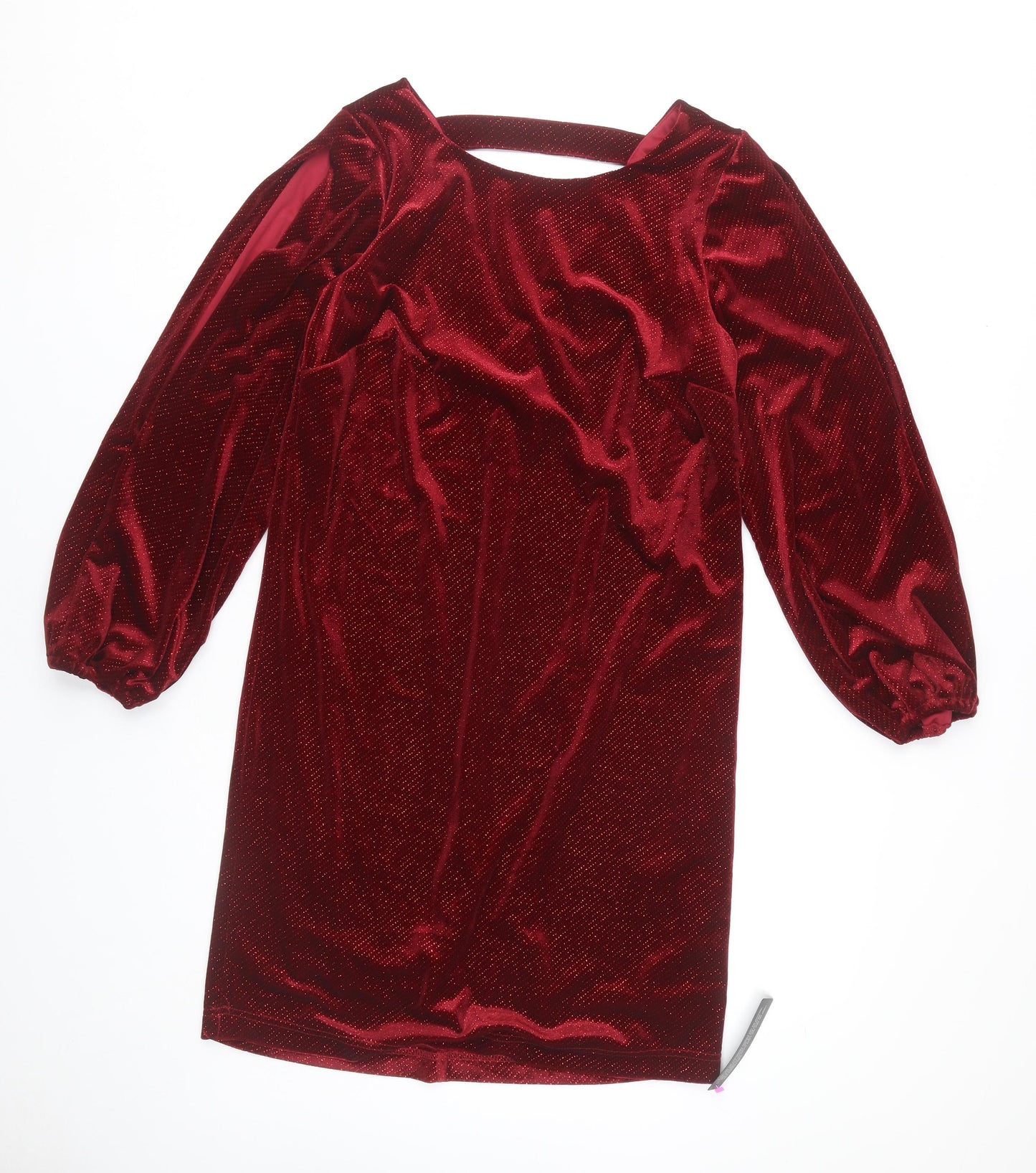 Dusk Women’s Red Velvet Shift Dress Size 10 Long Sleeve Party