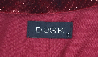 Dusk Women’s Red Velvet Shift Dress Size 10 Long Sleeve Party