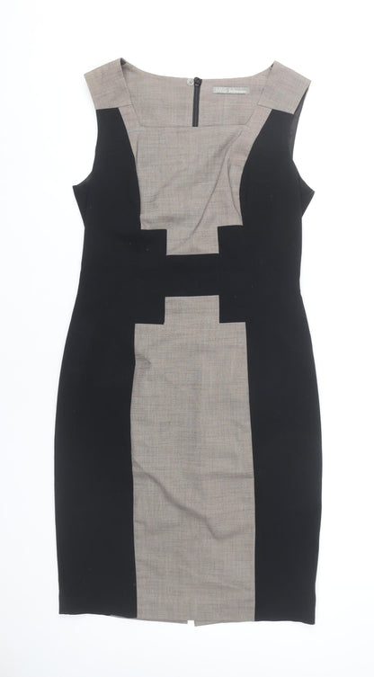 Marks and Spencer Women Black Grey Sheath Dress UK 10 Workwear