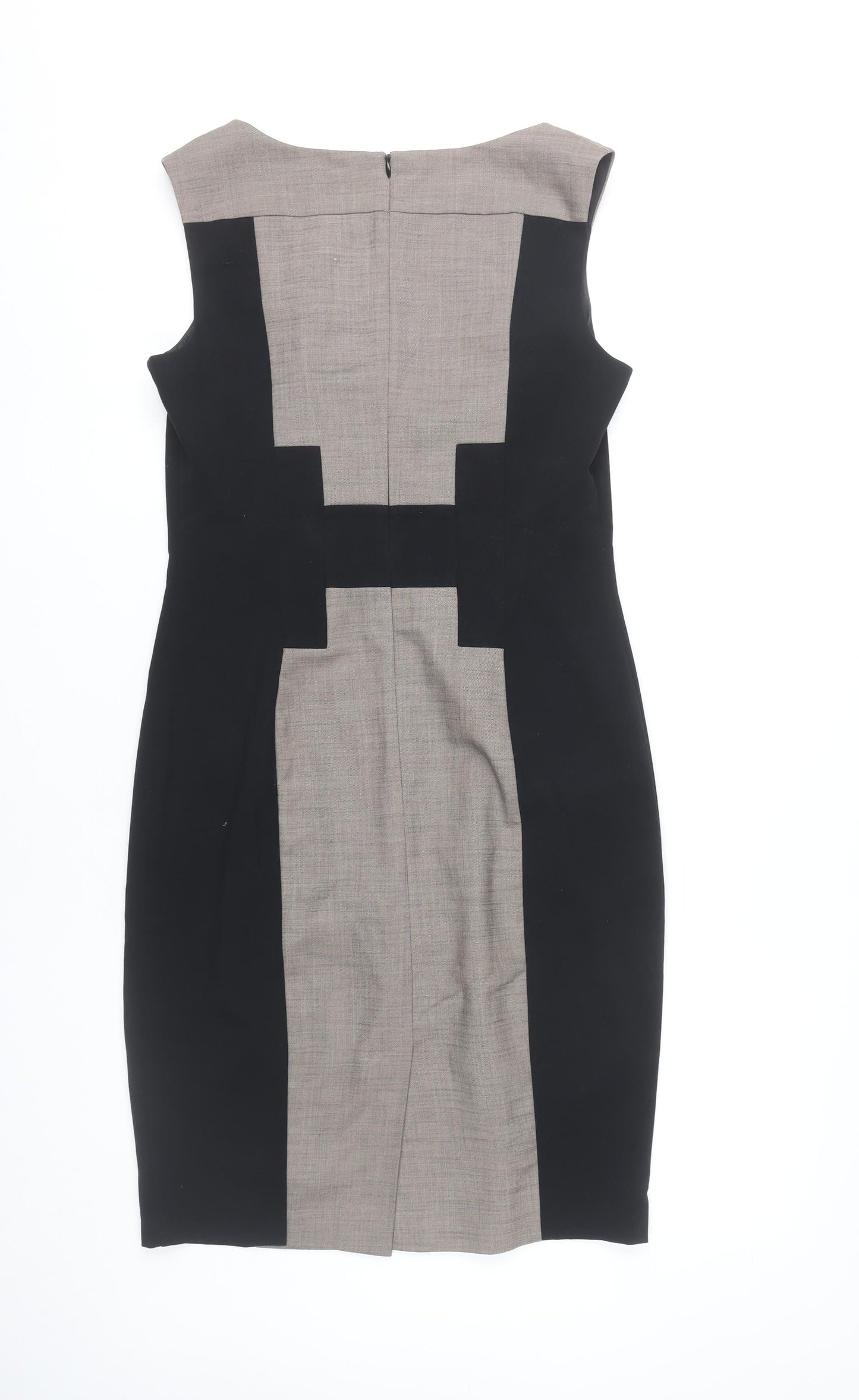 Marks and Spencer Women Black Grey Sheath Dress UK 10 Workwear