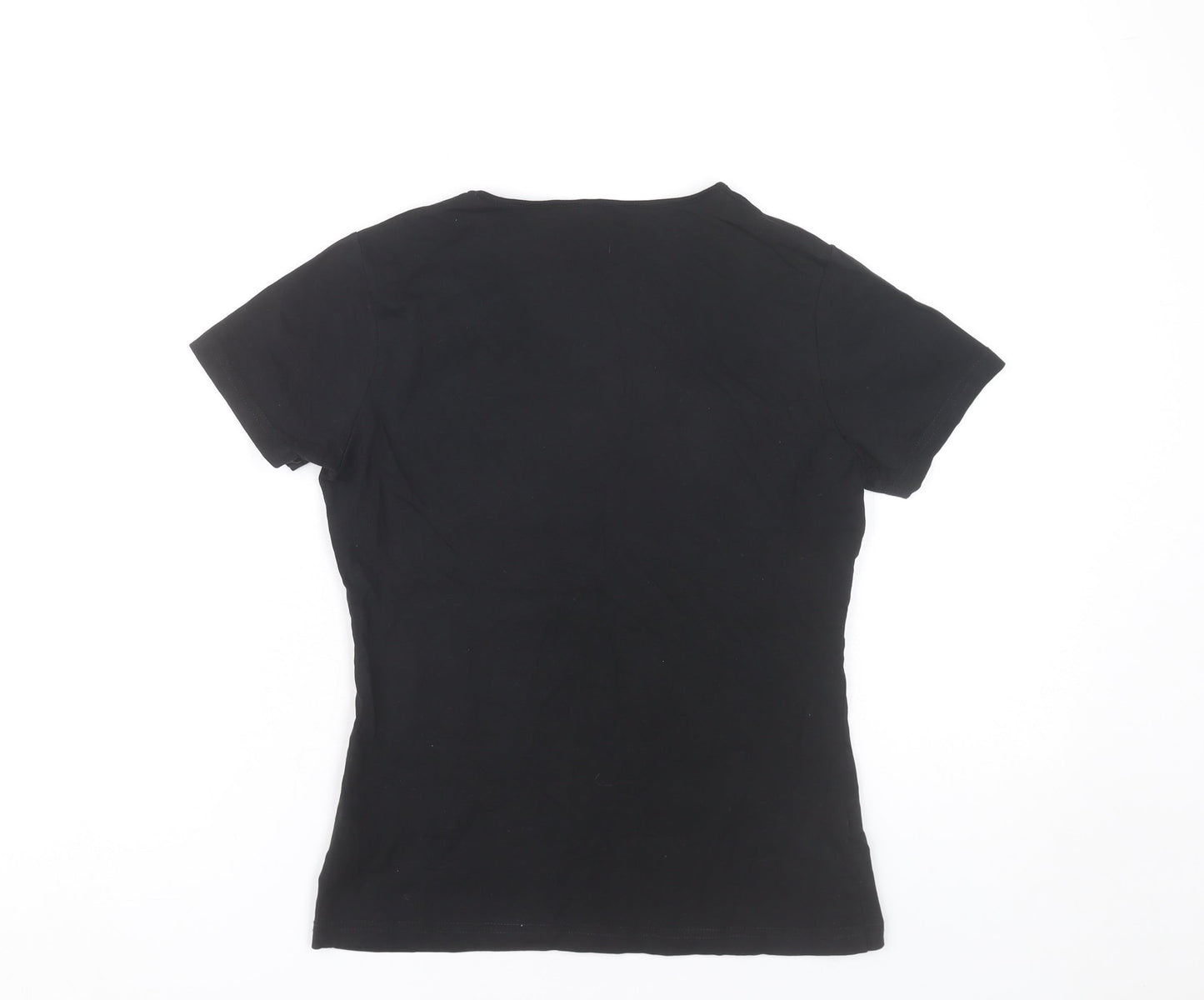 Palawan Womens Black Scoop Neck Graphic Snow Print T-Shirt Size S