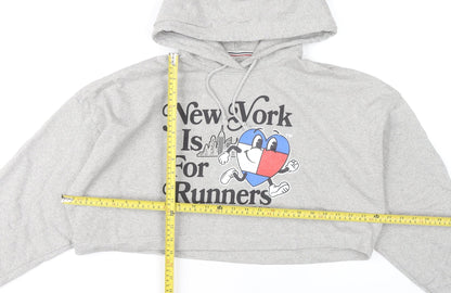 Tommy Jeans Womens Grey XL Cropped Hoodie New York Graphic Cotton