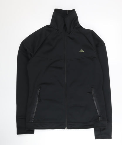 Adidas Womens Black Size 10 Slim Fit Track Jacket Full Zip