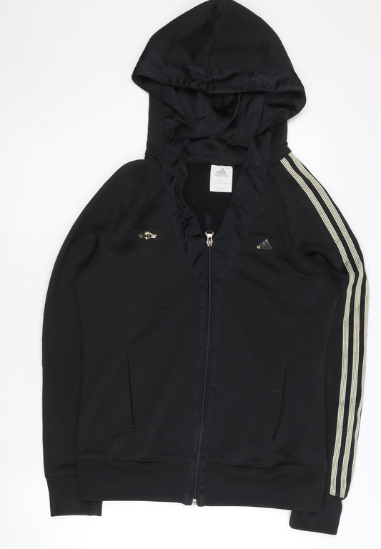 Adidas Womens Black Full Zip Hoodie Size 14 UK Sports Activewear