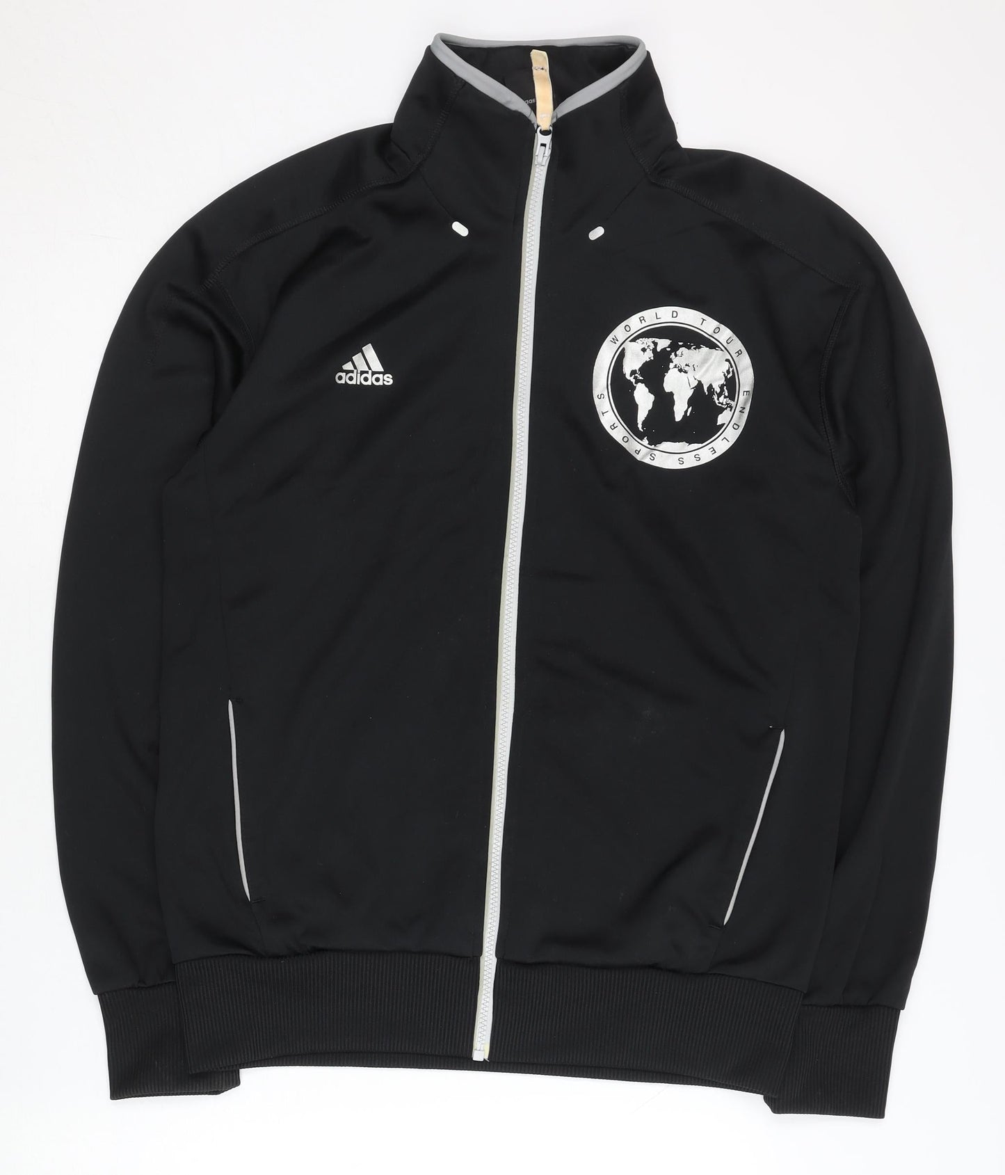 Adidas Mens Black Track Jacket L Regular Fit Full Zip Sportswear