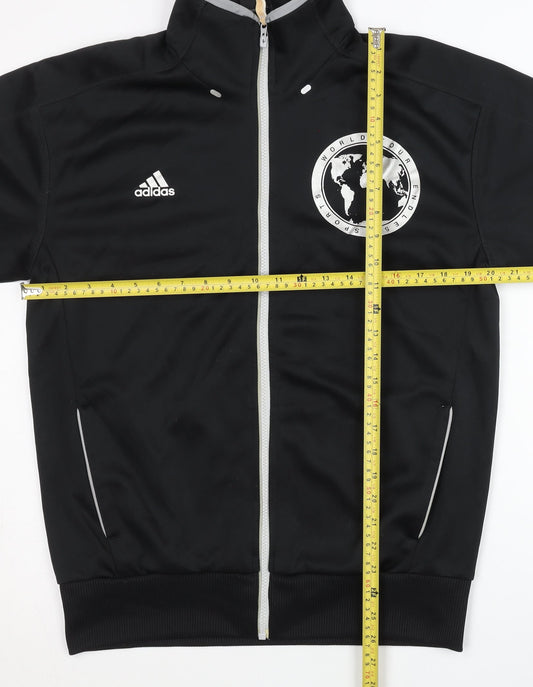Adidas Mens Black Track Jacket L Regular Fit Full Zip Sportswear