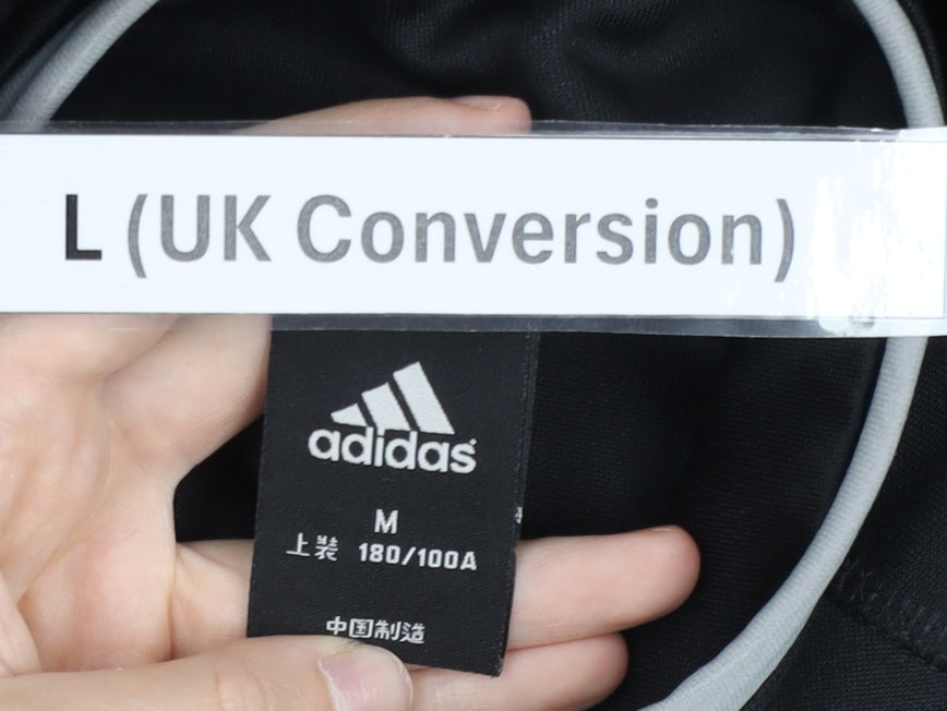 Adidas Mens Black Track Jacket L Regular Fit Full Zip Sportswear