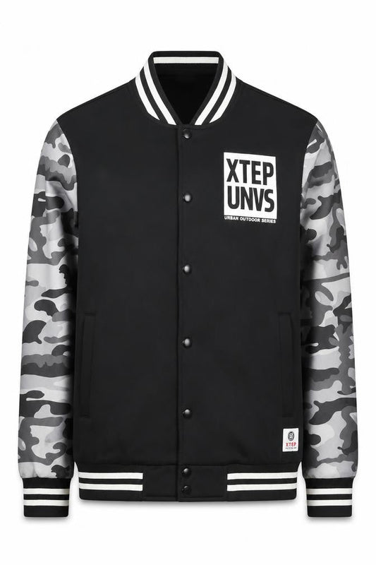 Mens UK Size M Xtep Black Varsity Jacket