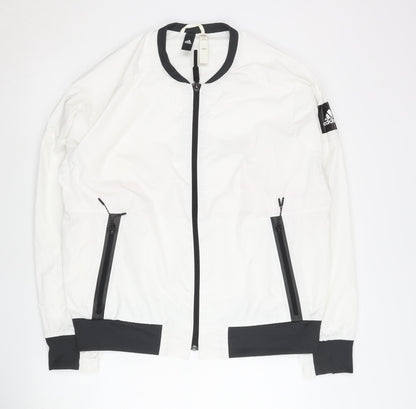Adidas Men's White L Basic Activewear Jacket Full Zip Polyester