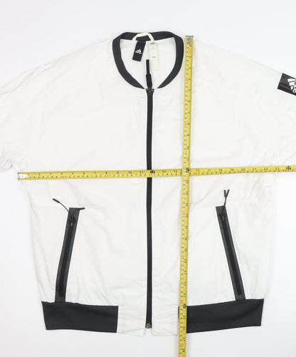 Adidas Men's White L Basic Activewear Jacket Full Zip Polyester