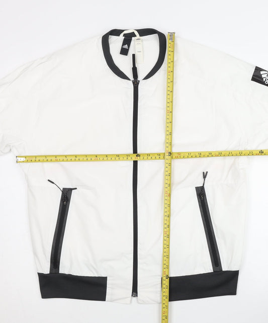 Adidas Men's White L Basic Activewear Jacket Full Zip Polyester