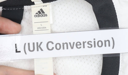 Adidas Men's White L Basic Activewear Jacket Full Zip Polyester