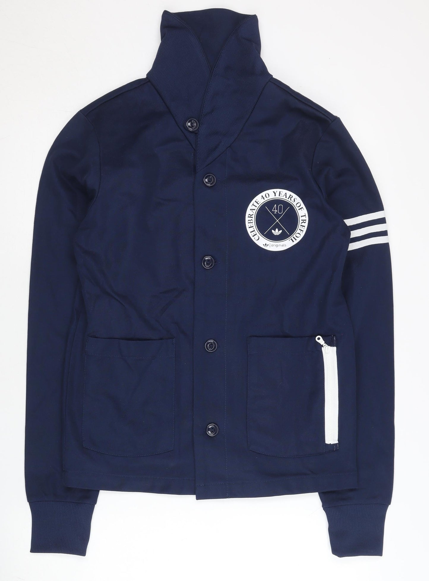 Adidas Mens Blue XS Varsity Jacket Cotton Polyester Sportswear