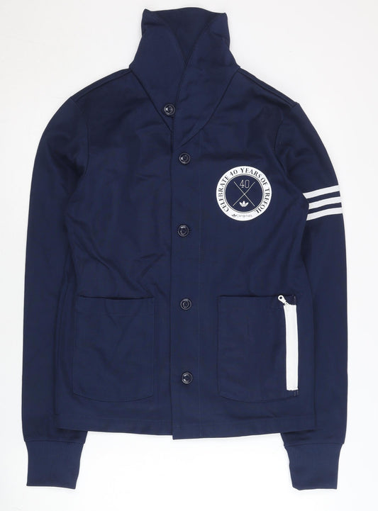 Adidas Mens Blue XS Varsity Jacket Cotton Polyester Sportswear