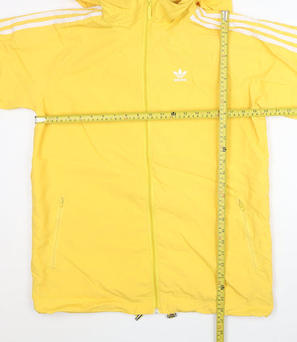 Adidas Womens Yellow Windbreaker Jacket UK 6 Hooded Full Zip Lightweight