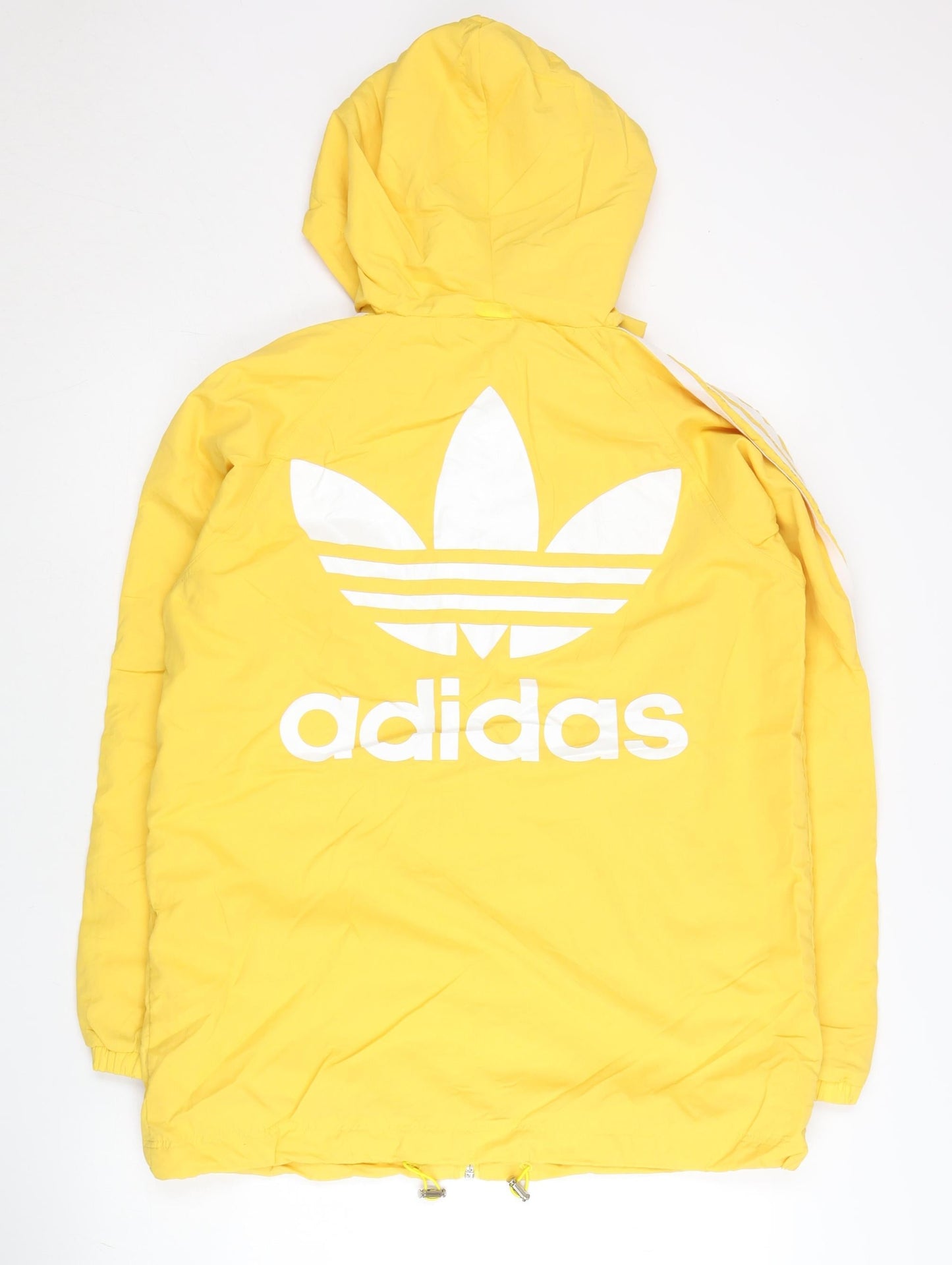 Adidas Womens Yellow Windbreaker Jacket UK 6 Hooded Full Zip Lightweight