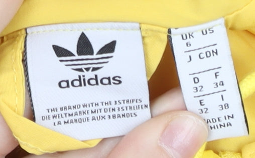 Adidas Womens Yellow Windbreaker Jacket UK 6 Hooded Full Zip Lightweight