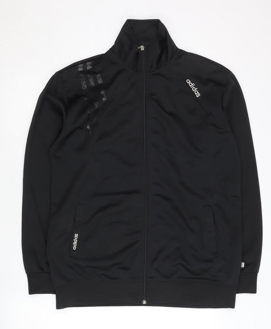 Adidas Men Black XL Track Jacket Full Zip Lightweight Activewear