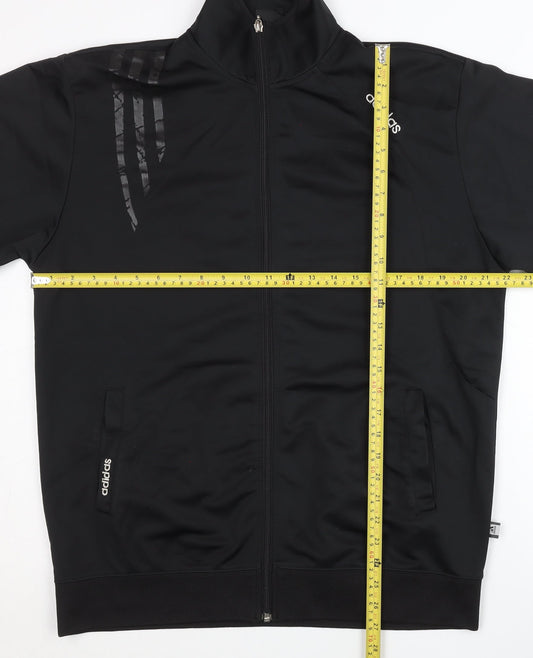 Adidas Men Black XL Track Jacket Full Zip Lightweight Activewear
