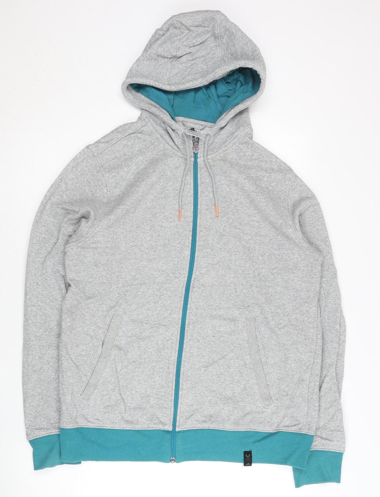 Mens UK Size L adidas Grey Full Zip Hoodie